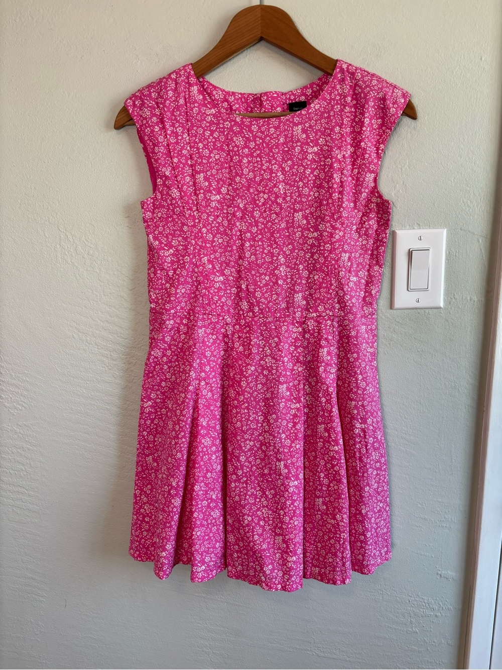 Bundle 2/$30! GAP Pink Floral Cap-Sleeve Fit-and-Flare Dress XL 12-14 Cotton